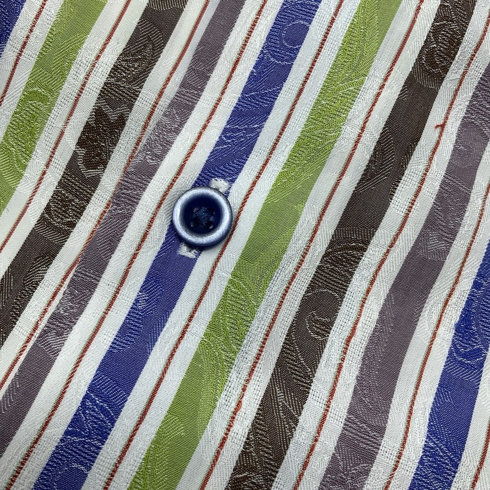 Robert Graham Striped Paisley Flip Cuff Long Sleeve Button Down Shirt Mens Large - Picture 7 of 12